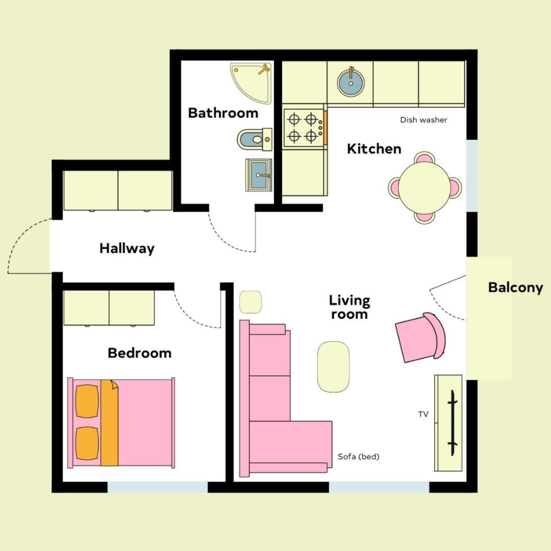 Candy-Colored Two-Room Condo With Sweet Views Helsinki Værelse billede